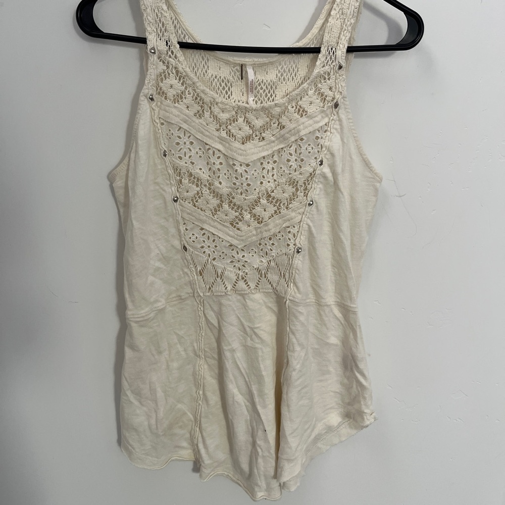 Free people ivory lace crochet shirt
